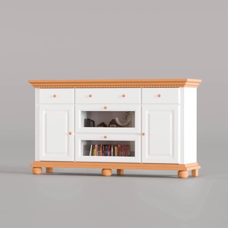 Comoda lemn masiv BUCOV, cu usi vitrina