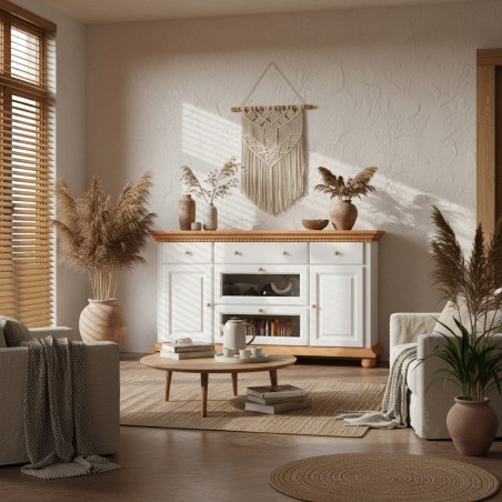 Comoda lemn masiv BUCOV, cu usi vitrina