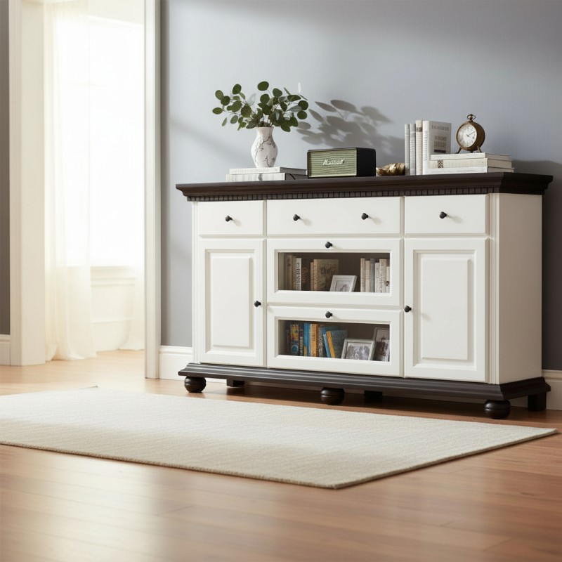 Comoda lemn masiv BUCOV, cu usi vitrina