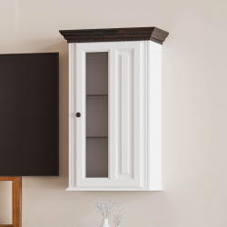 Set Living Bucov din 4 piese,lemn masiv, Alb/Nuc