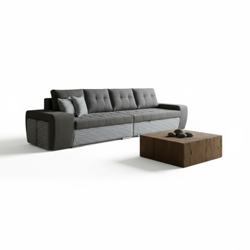 Canapea 4 locuri Mara cu 2 Tabureti