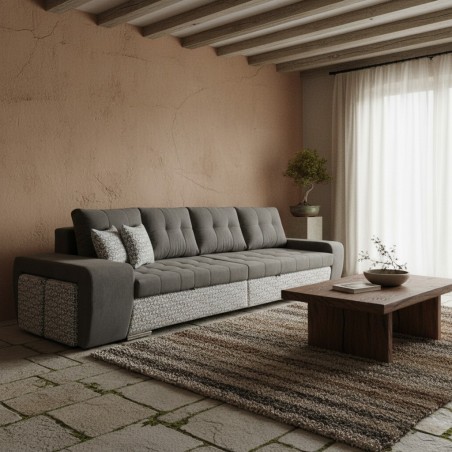 Canapea 4 locuri Mara cu 2 Tabureti