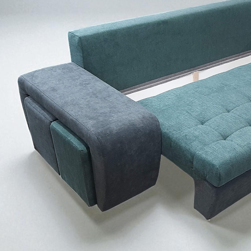 Canapea 4 locuri Mara cu 2 Tabureti