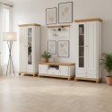 Set Living Romanita Alb cu Natur / Lemn Masiv