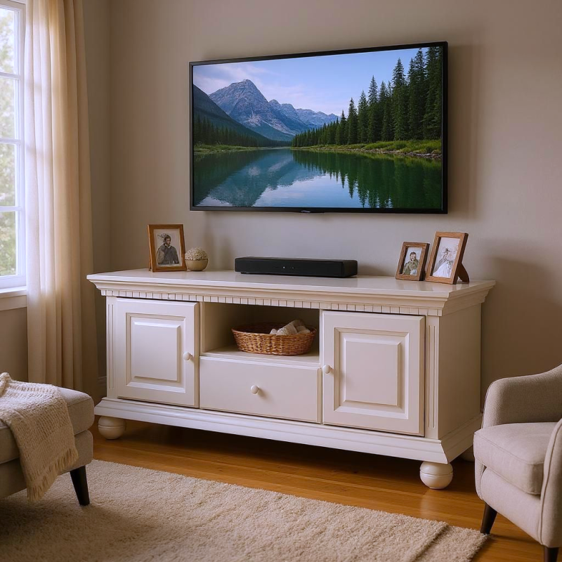 Living lemn masiv Romanita Alb, Alb cu Nuc, Alb cu Natur