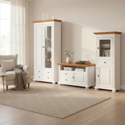 Living Mara 8 Lemn Masiv, 3 piese, finisaj alb