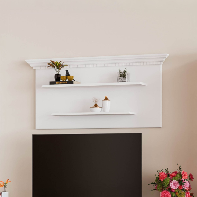 Living Bucov lemn masiv, alb cu natur - Sofastil.ro