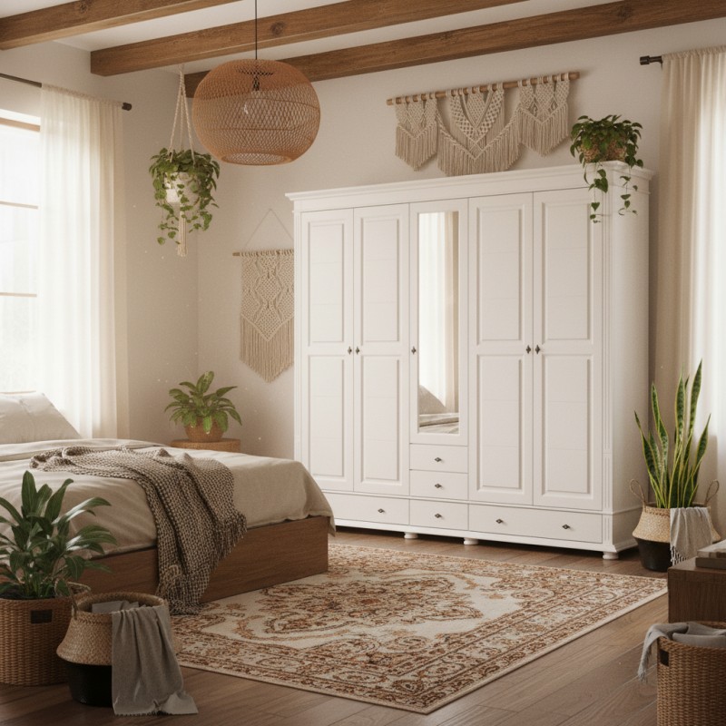 Dulap lemn masiv MARA cu 5 usi si 5 sertare