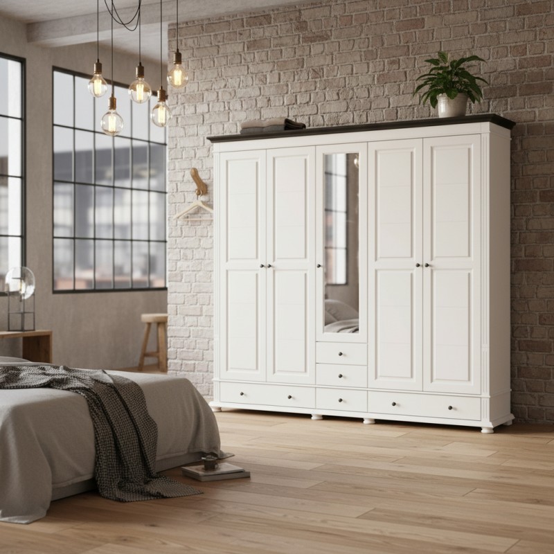 Dulap lemn masiv MARA cu 5 usi si 5 sertare