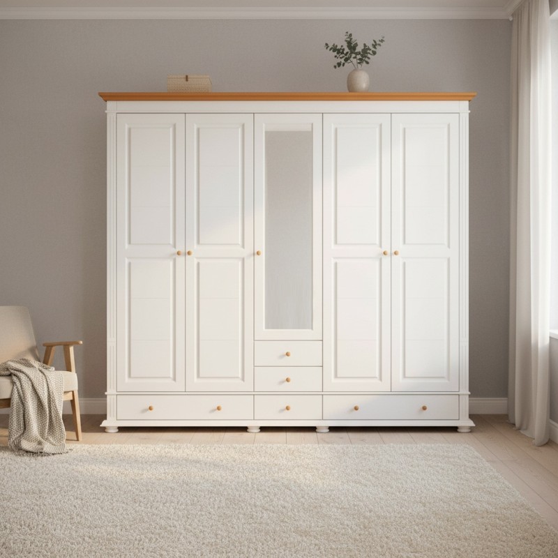 Dulap lemn masiv MARA cu 5 usi si 5 sertare