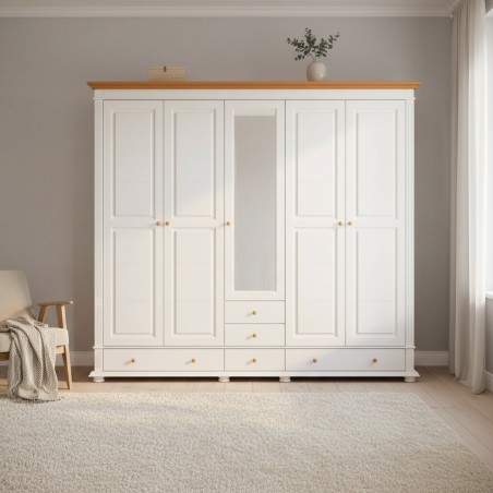 Dulap lemn masiv MARA cu 5 usi si 5 sertare