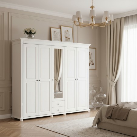 Dulap lemn masiv MARA cu 5 usi, 2 sertare