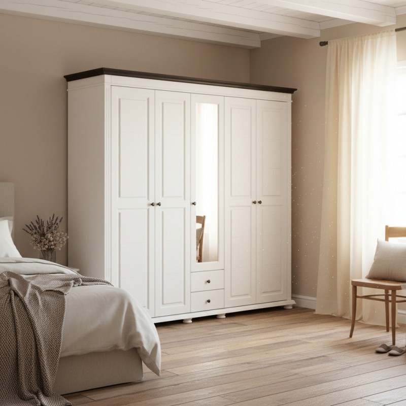 Dulap lemn masiv MARA cu 5 usi, 2 sertare