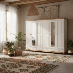 Dulap lemn masiv SEVA cu 6 usi si 4 serare, 220 H