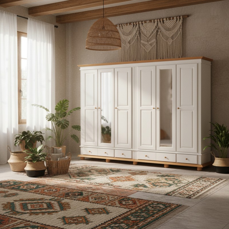 Dulap lemn masiv SEVA cu 6 usi si 4 serare, 220 H