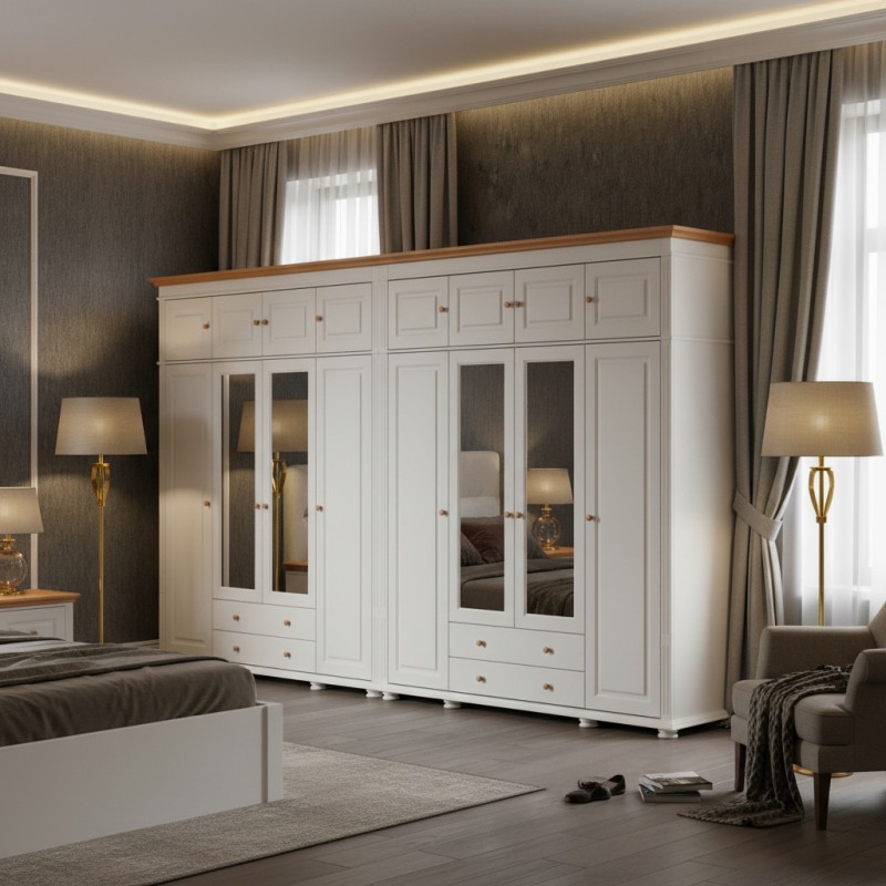 Dulap Lemn Masiv Mara – 8 Usi si 2 Sertare  Mobilier Clasic