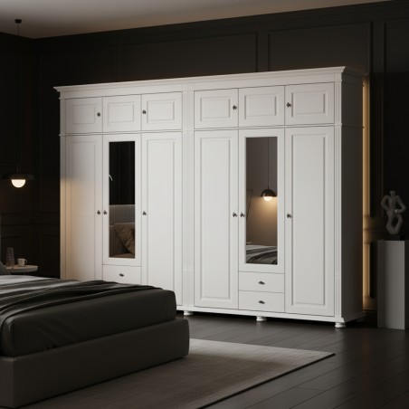 Dulap Lemn Masiv Mara cu 6 Usi si 4 Sertare, Suprapozabil