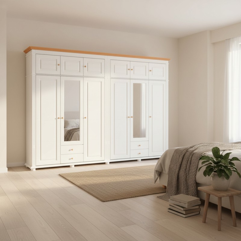 Dulap Lemn Masiv Mara cu 6 Usi si 4 Sertare, Suprapozabil