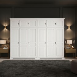 Dulap Lemn Masiv CLEO 6 usi, corp suprapozabil, Alb
