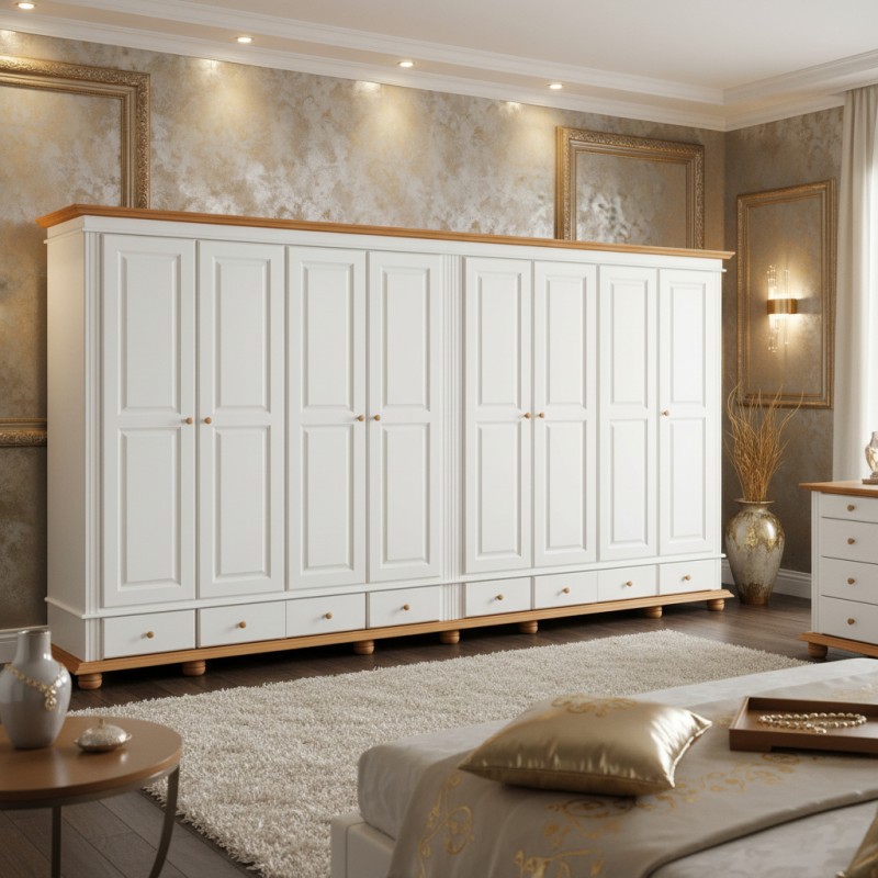 Dulap SEVA 8 usi pline si 6 sertare, lemn masiv