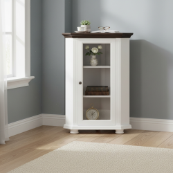 Comoda colt MARA lemn masiv, usa vitrina