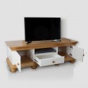 Comoda Tv Romanita / Lemn Masiv - Alb/Nuc