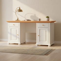 Birou Mara Lemn Masiv - 2 Usi 2 Sertare Home Office