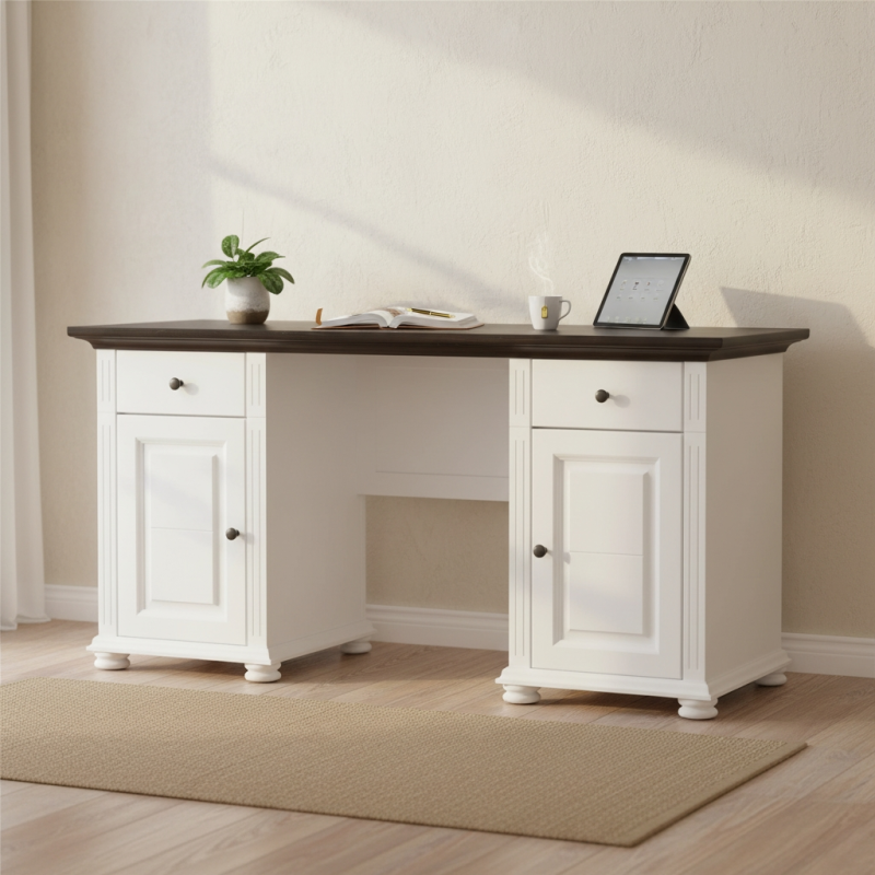 Birou Mara Lemn Masiv - 2 Usi 2 Sertare Home Office