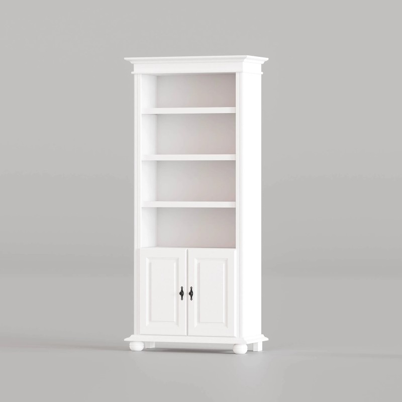 Etajera Seva Lemn Masiv Alb - 4 Rafturi 2 Usi