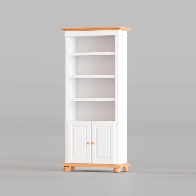 Etajera Seva Lemn Masiv Alb - 4 Rafturi 2 Usi