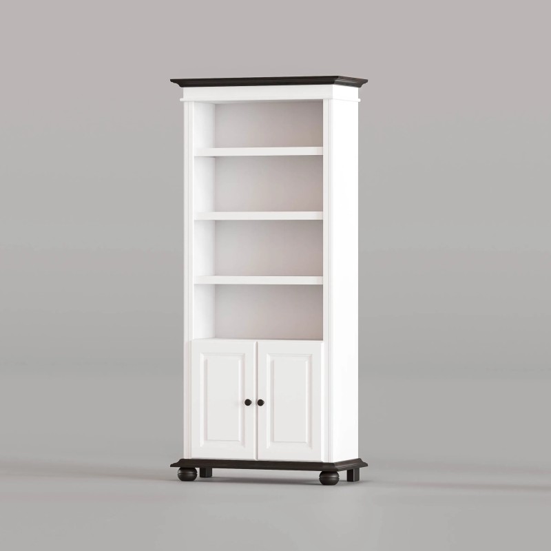 Etajera Seva Lemn Masiv Alb - 4 Rafturi 2 Usi