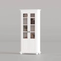 Vitrina Seva Lemn Masiv Alb - 2 Usi Sticla 4 Rafturi