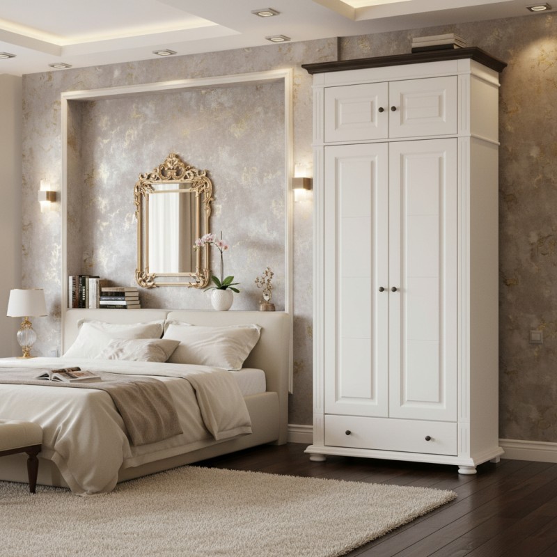 Dulap MARA lemn masiv, suprapozabil 2 usi si 1 sertar