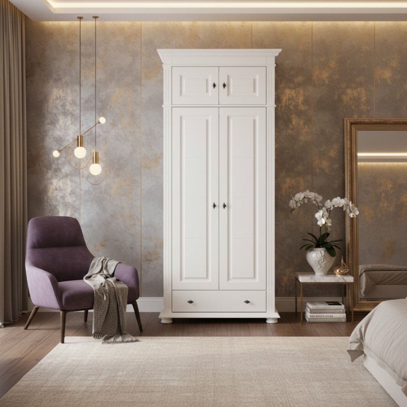 Dulap MARA lemn masiv, suprapozabil 2 usi si 1 sertar