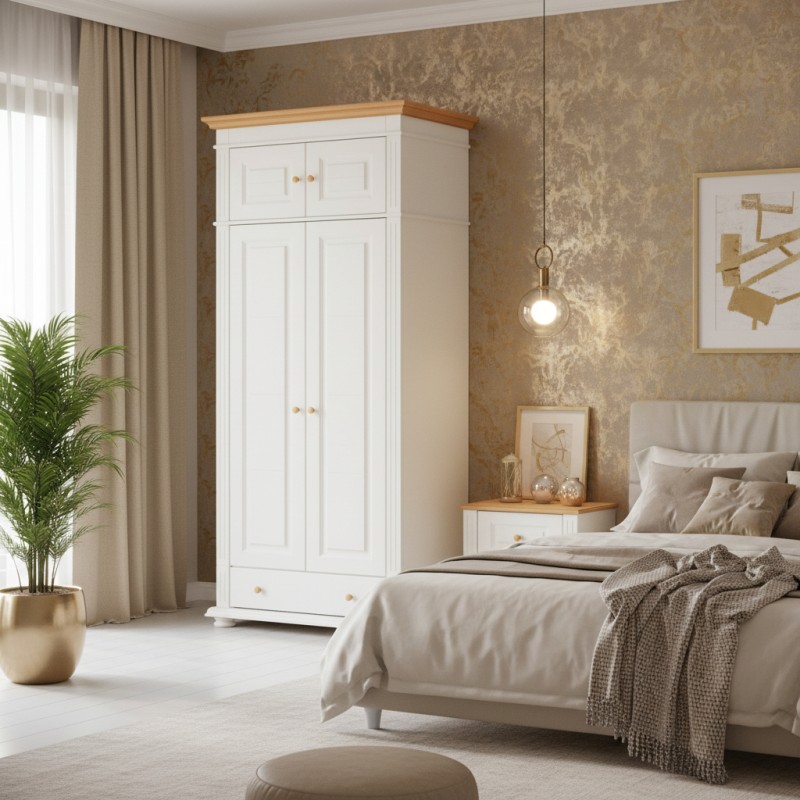 Dulap MARA lemn masiv, suprapozabil 2 usi si 1 sertar