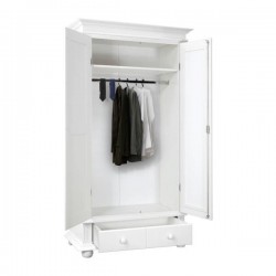 Dulap lemn cu 2 usi si 1 sertar BUCOV, alb cu natur