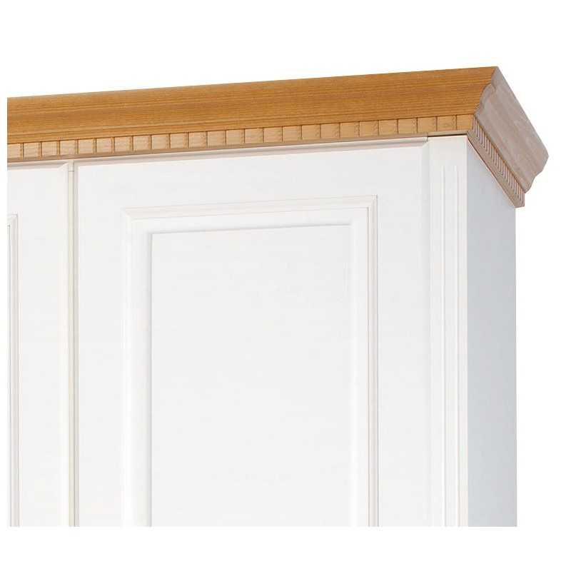 Sifonier lemn masiv cu 3 usi, sertare si oglinda, Bucov, alb cu natur