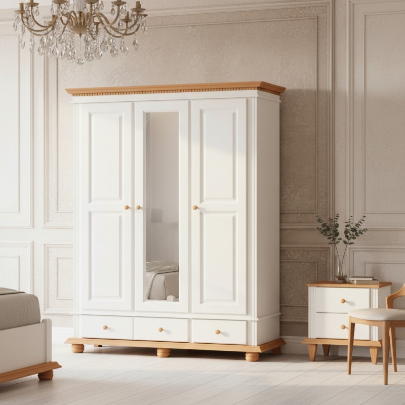 Dulap Bucov lemn masiv, H220 CM, 3 usi 2 sertare