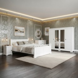 Dormitor lemn masiv CLEO 3 finisaj alb