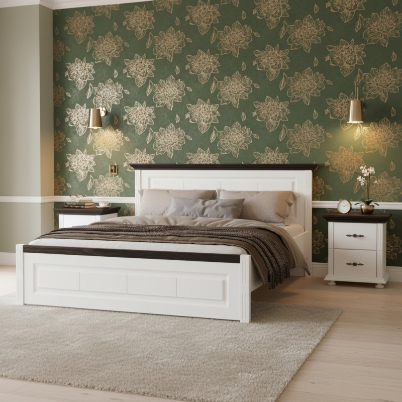 Pat MARA 160x200 cm,  lemn masiv, tablie mica