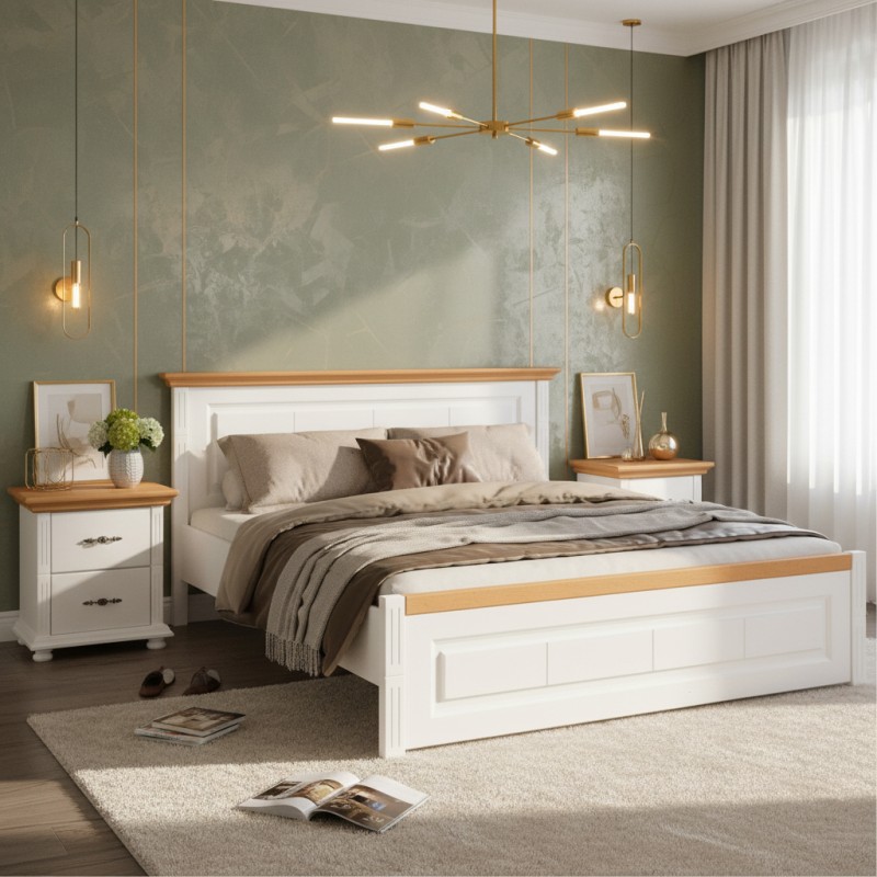 Pat lemn masiv 120X200 cm MARA tablie mica