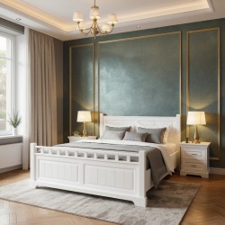 Pat Cleo lemn masiv, 180x200 cm, alb