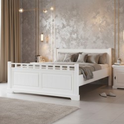 Pat Cleo lemn masiv, 160x200 cm, alb