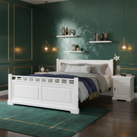 Pat Cleo 140 x 200 cm, lemn masiv, alb