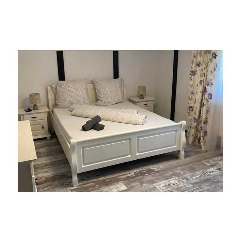 Pat Bucur lemn masiv, alb, 140x200 cm