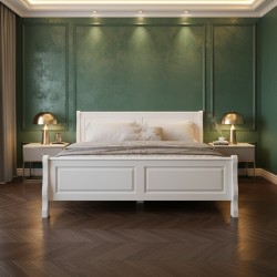 Pat Bucur  lemn masiv, 180X200 cm, alb