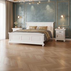 Pat Bucov  Lemn Masiv 160X200 CM, alb