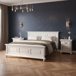 Pat Bucov  Lemn Masiv 180X200 CM, alb