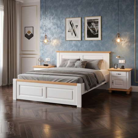 Pat SEVA 140x200 cm capat mic, finisaj Alb, alb cu nuc, alb cu natur