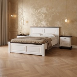 Pat SEVA 140x200 cm capat mic, finisaj Alb, alb cu nuc, alb cu natur